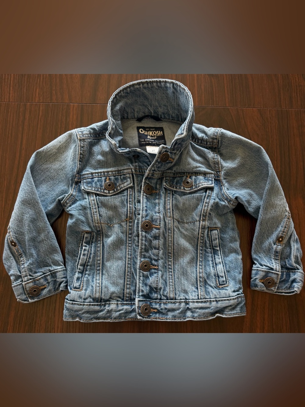 Size 2T OshKosh B'gosh Light Wash Blue Denim Jean Jacket-Unisex